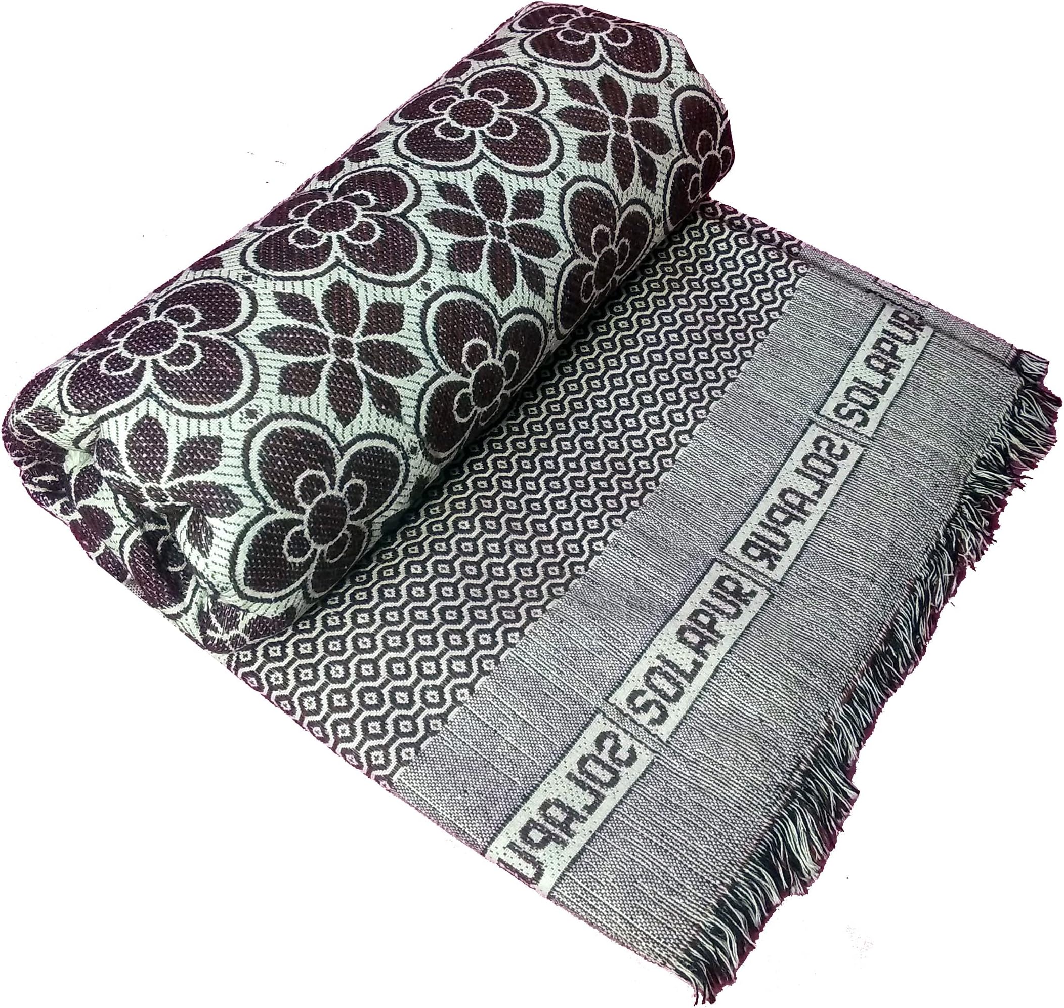 Cotonine Cotton, Single Size, Solapur Chaddar Blanket for Daily use, Brown Color, Pack of 1