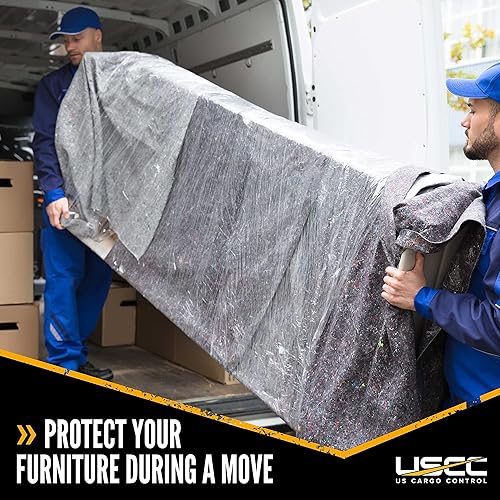 Miniatura 7 de US Cargo Control Mantas para mudanzas, 80 pulgadas de largo por 72 pulgadas de ancho, hechas con algodón reciclado, mantas de un solo uso para