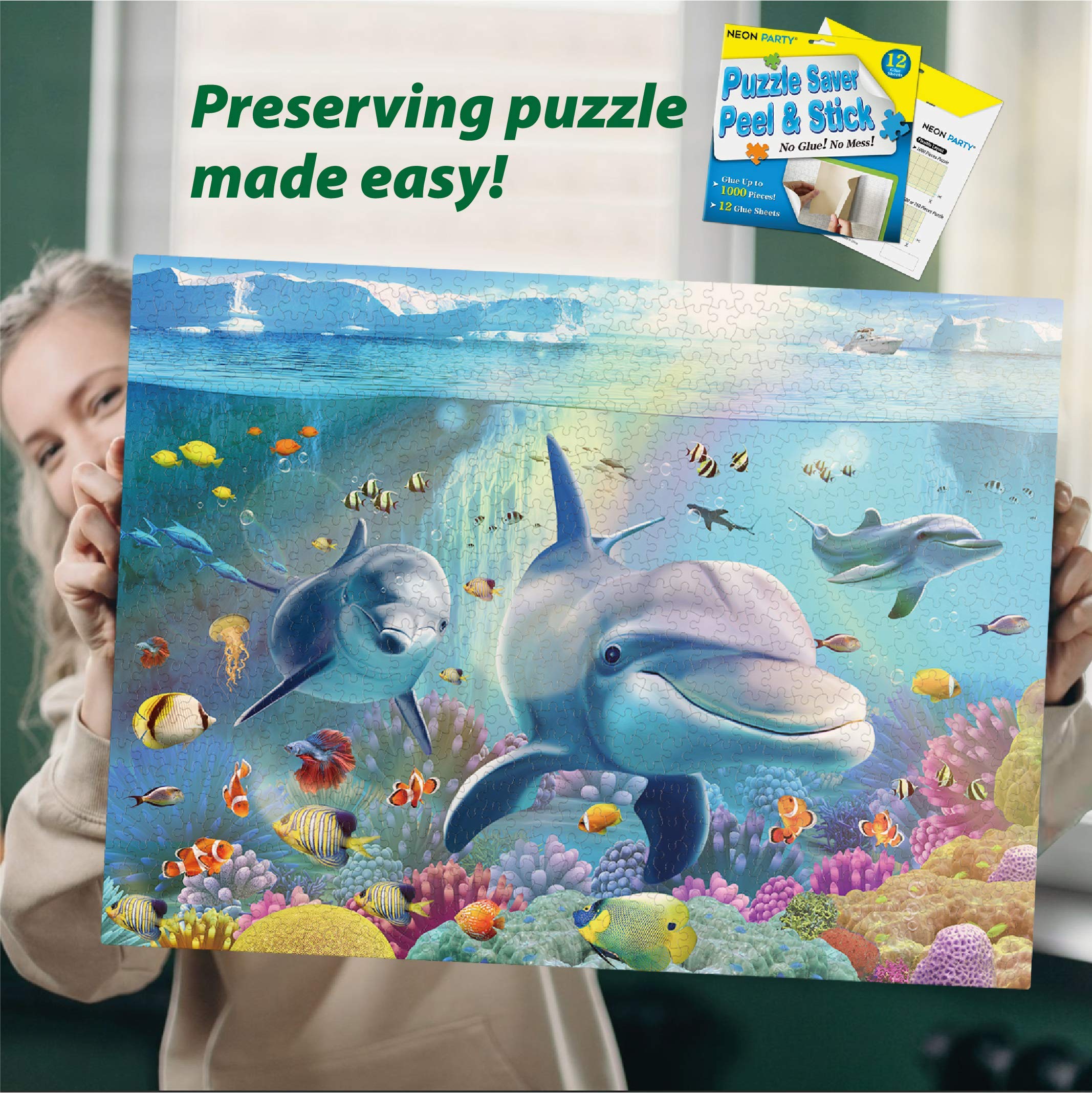 Puzzle-Sparer Set – 12 Klebeblätter Bis 1000 Teile, Inkl. Aufhänger & Schaber – Zum Konservieren Von Puzzles