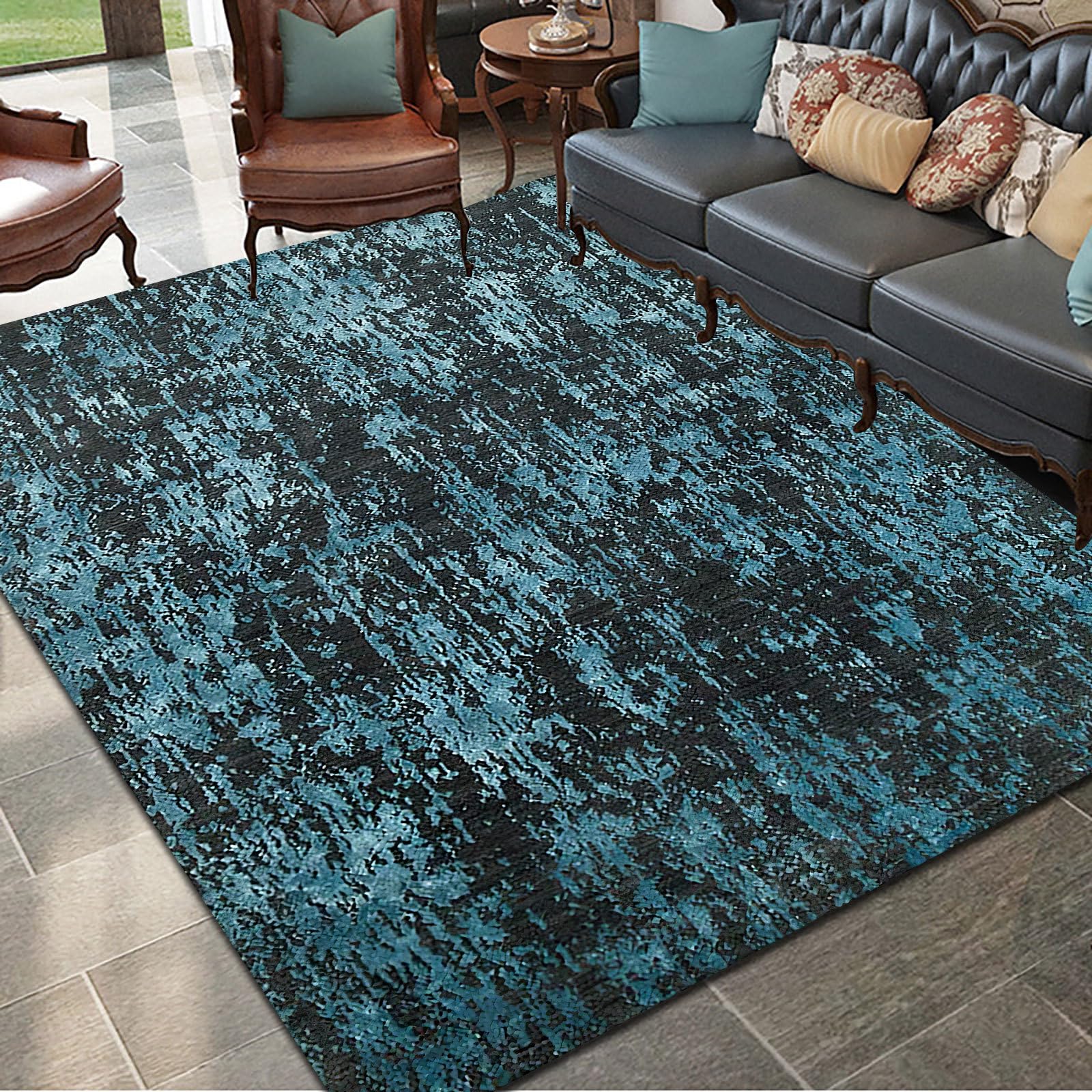 Tapis salon antidérapant fini poil ras doux pour salle a manger