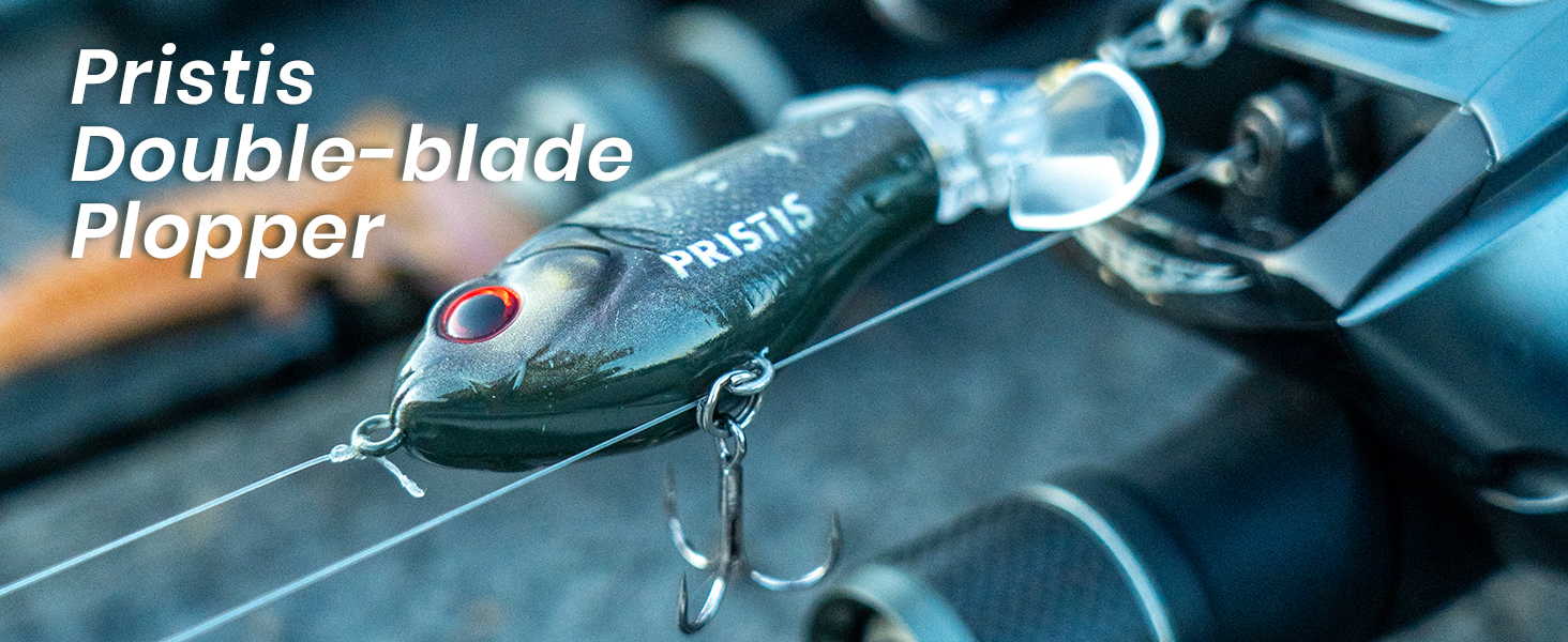Pristis 3 pcs Double-Blade Ploppers, Saltwater Freshwater Fishing Teaser with Foldable Rotating Tail, Topwater Lure Plopping Sputter Minnow Swimbait, Top Water Propeller Bait for Bass Pike Color Set : Sports