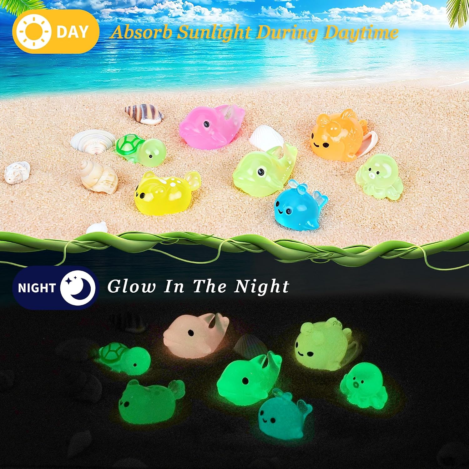 100pcs Mini Resin Ocean Animals Glow in the Dark image 4