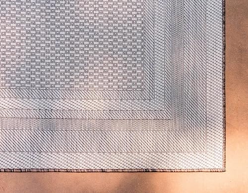 Miniatura 9 de Unique Loom - Colección Outdoor Border - Tapete para exteriores de borde suave - 4pies 1pulgada x 6pies 1pulgada, rectangular, marrónmarfil