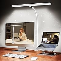 Vista 12 de Lámpara de escritorio LED para oficina y hogar, luz de escritorio que cuida los ojos con atenuación continua, cuello de cisne flexible ajustable