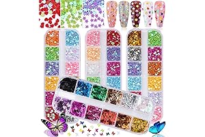 4 Boxes Butterfly Heart Shape Nail Art Glitter Sequins