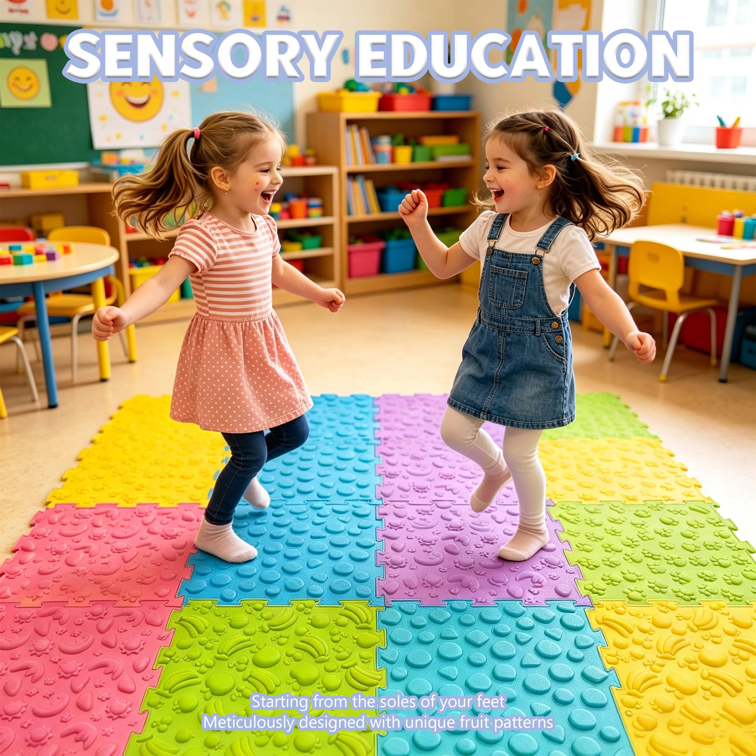 Tappeto Sensoriale 8 Pezzi, Puzzle Mat Ortopedico per Piedi