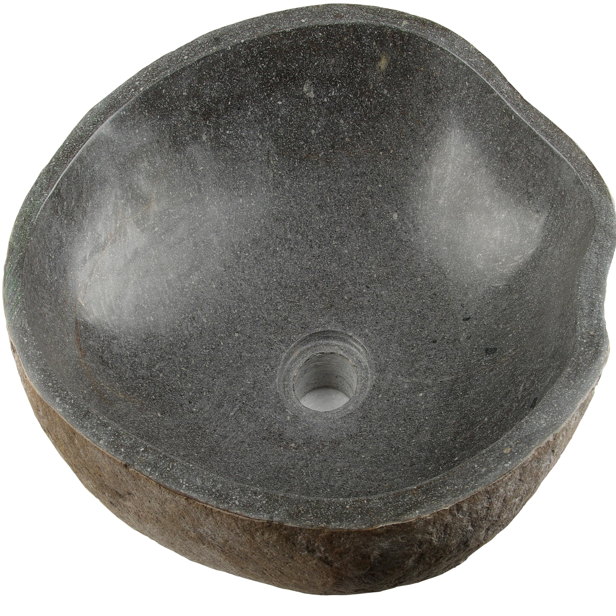 Naturstein Waschbecken Aufsatzwaschbecken Vulkanstein Andesit grau 40 cm