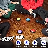 Vista 2 de Teacher's Choice Paquete de 4 zumbadores de juego con sonidos fuertes únicos para cada zumbador Ideal para juegos de trivia, peleas familiares