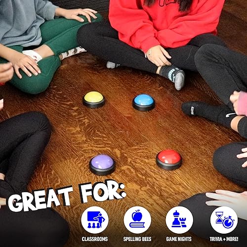 Miniatura 2 de Teacher's Choice Paquete de 4 zumbadores de juego con sonidos fuertes únicos para cada zumbador  Ideal para juegos de trivia, peleas familiares,