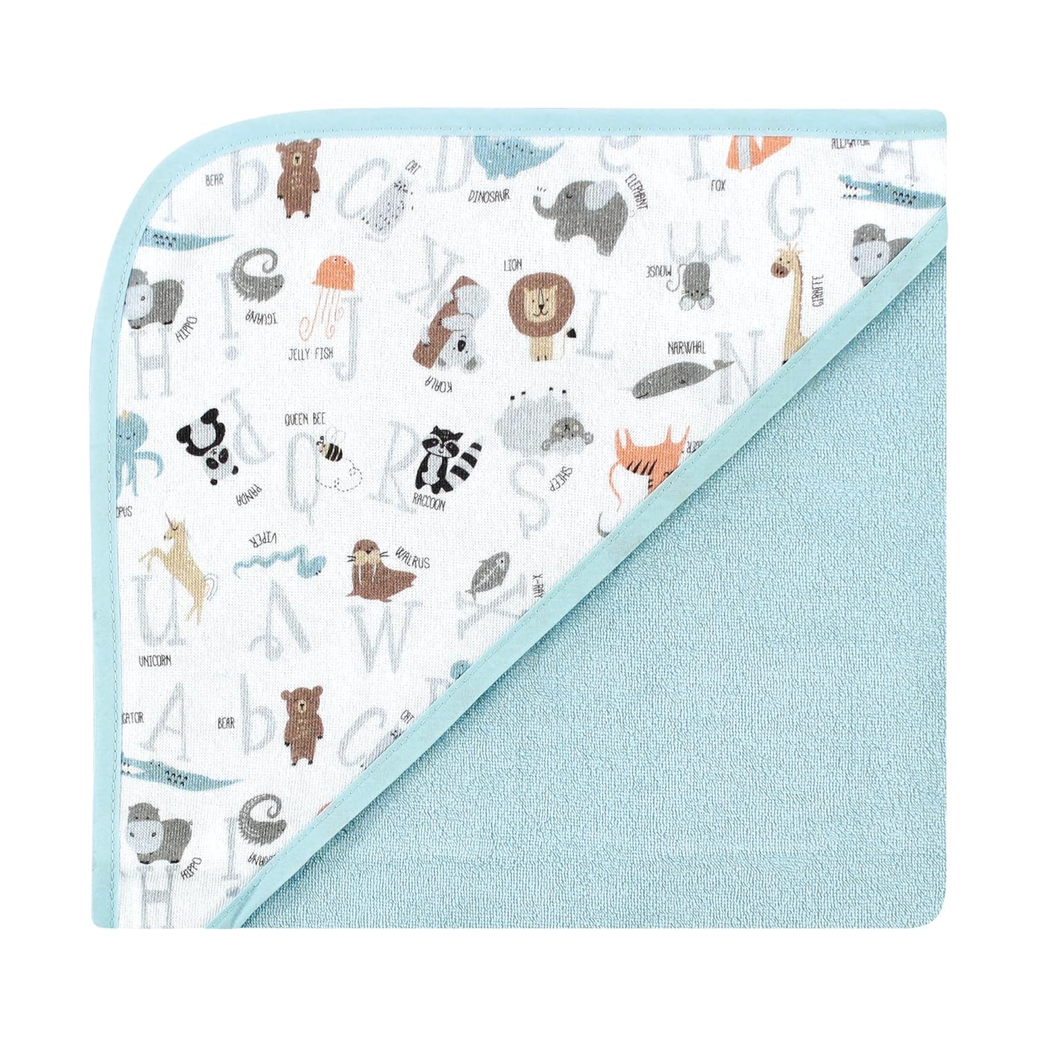 Hudson Baby Unisex Baby Cotton Rich Hooded Towels, Alphabet, One Size (Pack of 2)