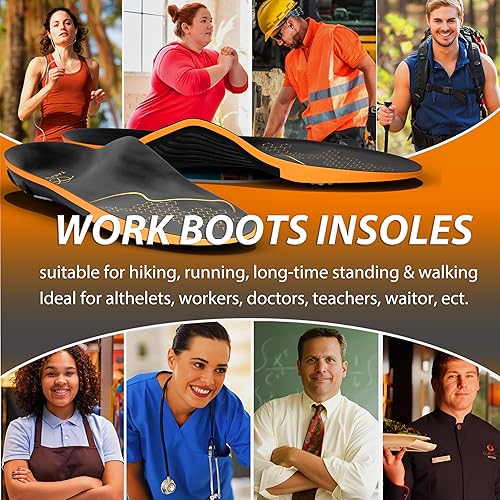 Miniatura 8 de TAEPUSR Plantillas para fascitis plantar para mujeres y hombres, más de 260 libras, con soporte de arco ortopédico para correr, botas de trabajo,