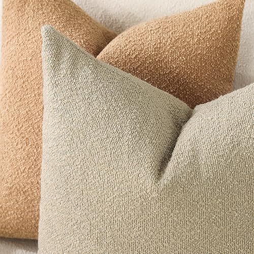 Miniatura 4 de OTOSTAR - Juego de 2 fundas de almohada cuadradas con textura de boucle, fundas de almohada cuadradas, acogedoras, suaves, decorativas, para silla,