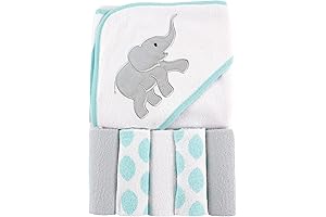 Cozy Elephant Cuddles: Luvable Friends Baby Hooded Towel and Washcloths