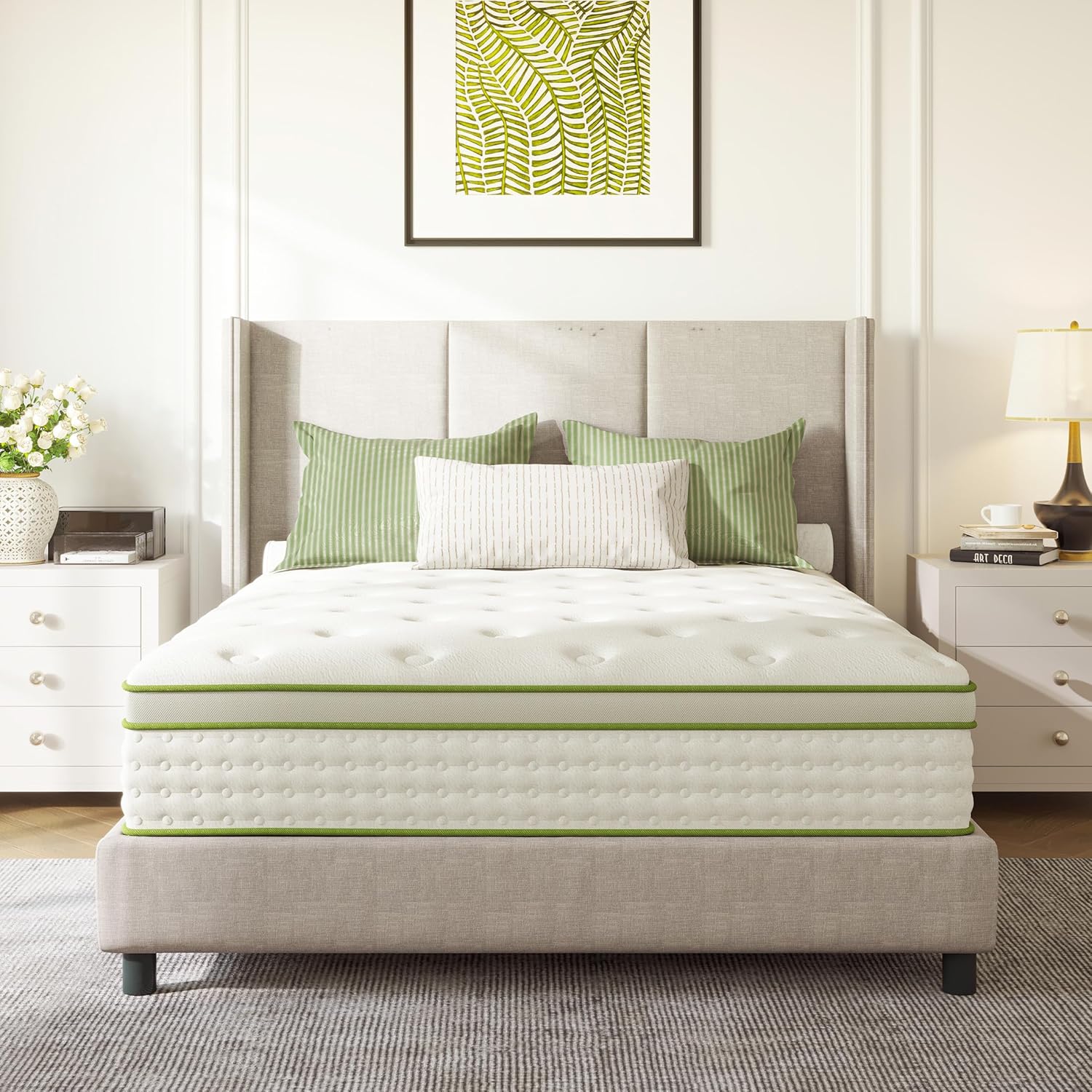 Twin Mattress, 12 Inch Twin Hybrid Mattress with Individually Pocket Innerspring for Cooling Motion Isolation & Silent Sleep, Pressure Relief, Edge Support,Medium Firm