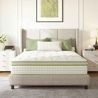 Queen Mattress, 12 Inch Innerspring Queen Size Hybrid Mattress with Individually Pocket Innerspring for Cool Motion Isolation & Silent Sleep, Pressure Relief, Edge Support,Medium Firm - Amazon product rated Grade A