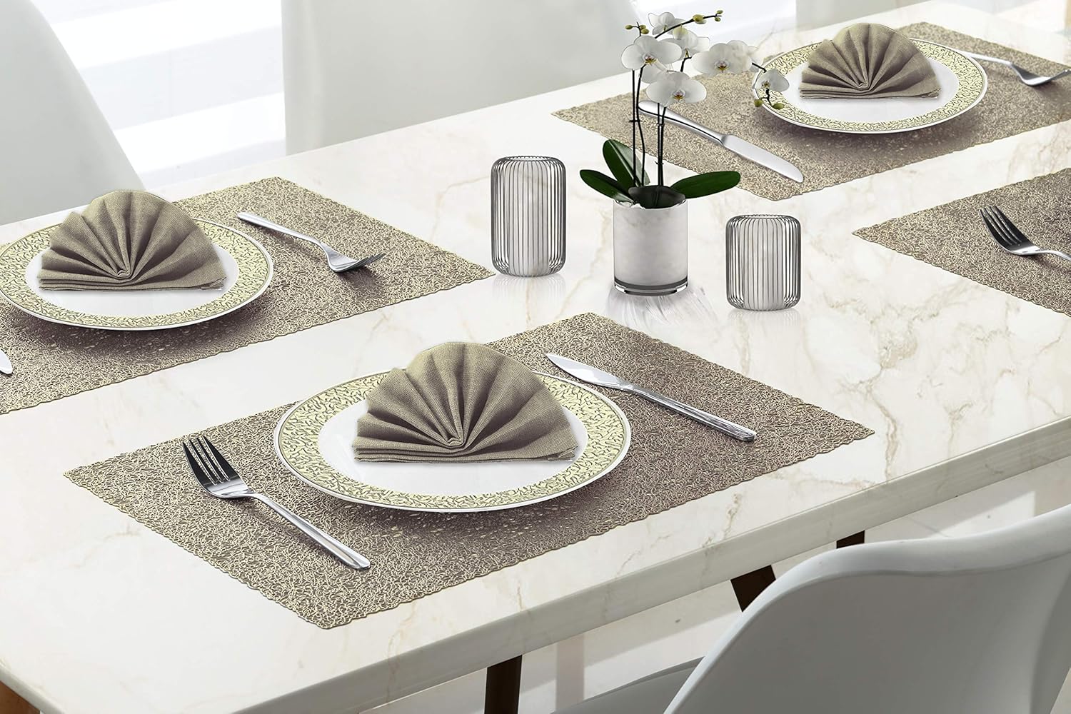 Rectangle Place Mats Pressed Vinyl Washable Dining Table Kitchen Mat