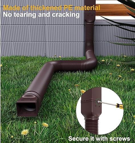 Miniatura 5 de Extensiones de bajante de canalón de lluvia, extensor de bajante para drenaje de agua de lluvia flexible, tubo de extensión de drenaje de boquilla y