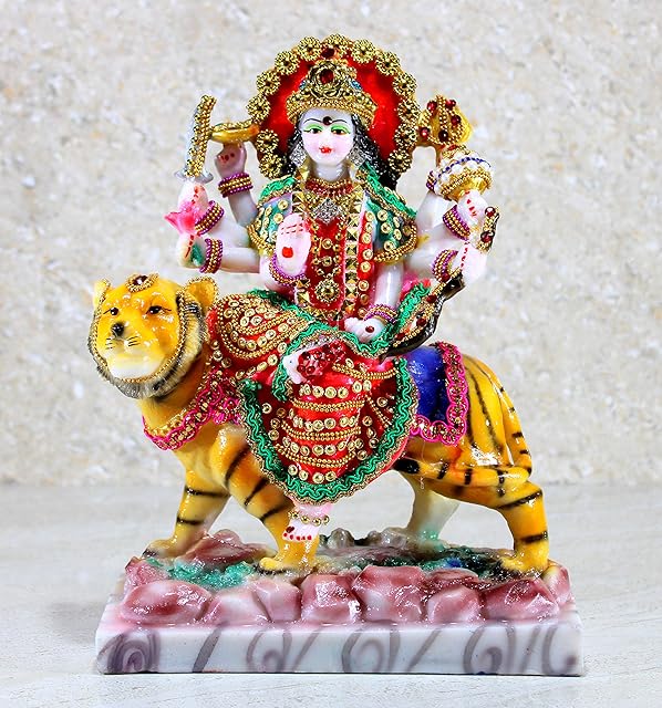 eSplanade Maa Durga Mata Rani Murti Idol Statue Sculpture for Home Mandir - Resin - 10" Inches - Multi