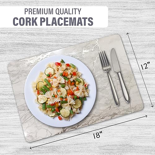 Miniatura 2 de Dainty Home Juego de 4 manteles individuales de mármol, lavables en plata, 12 x 18 pulgadas, resistentes al calor, antideslizantes, manteles