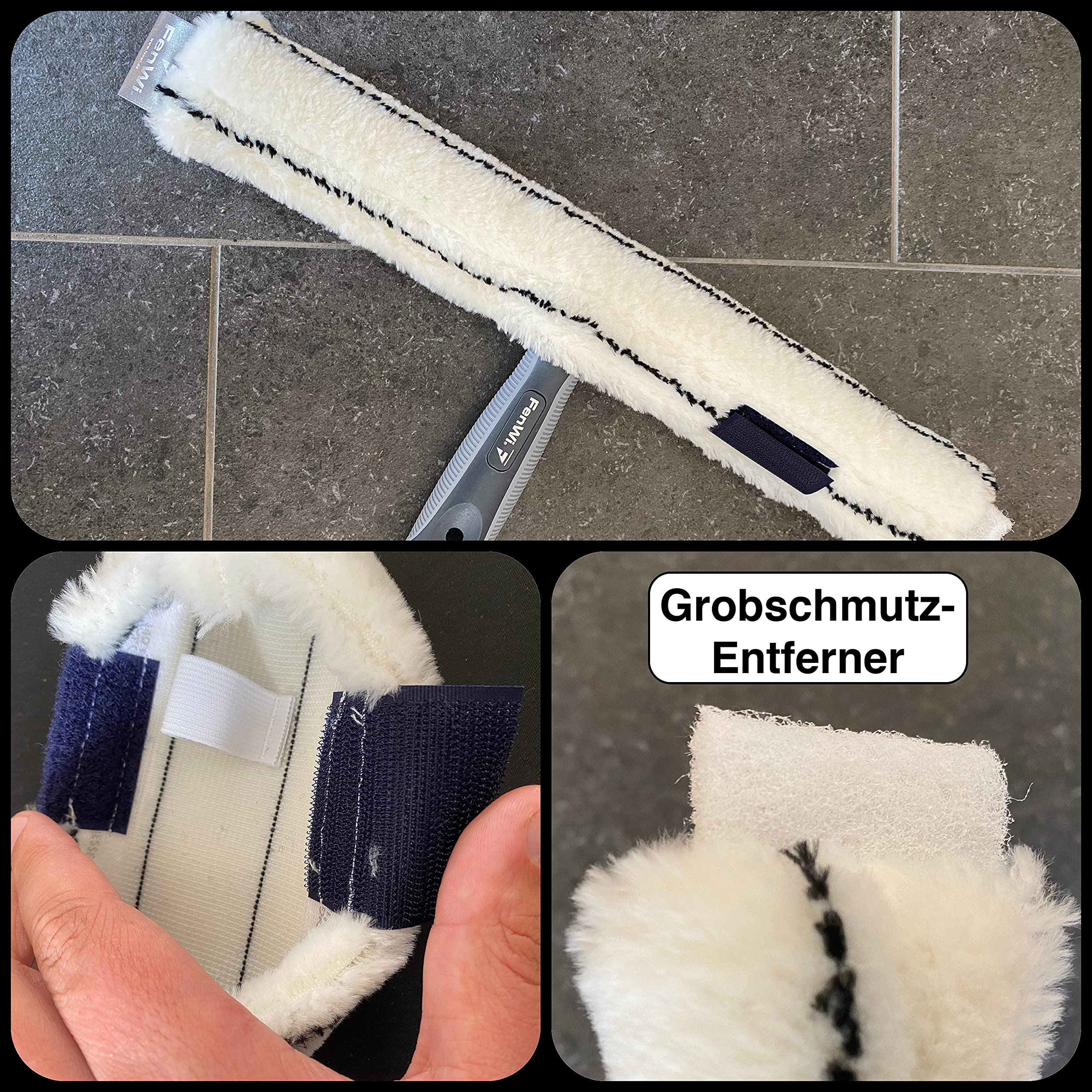 FenWi Profi Fensterwischer 40cm Mikrofaser Einwascher mit Griff