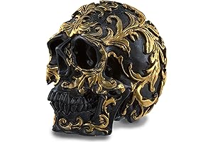 READAEER Small Human Skull Resin Statue Collectible Skull Decor with LED Lights...