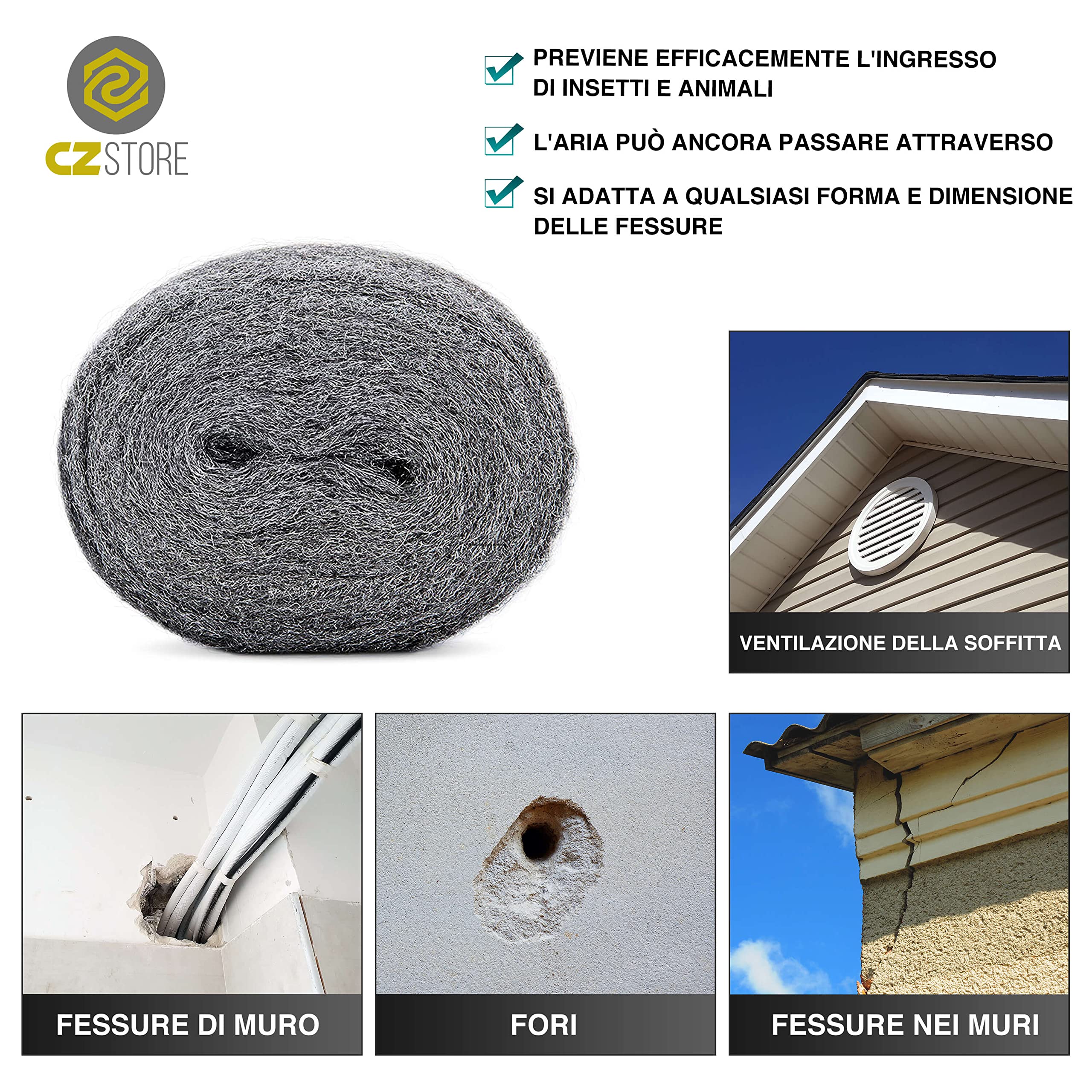 Lana d'Acciaio Grado 0000 120g per Lucidatura Legno Metallo Vetro - Paglietta Abrasiva Senza Graffi