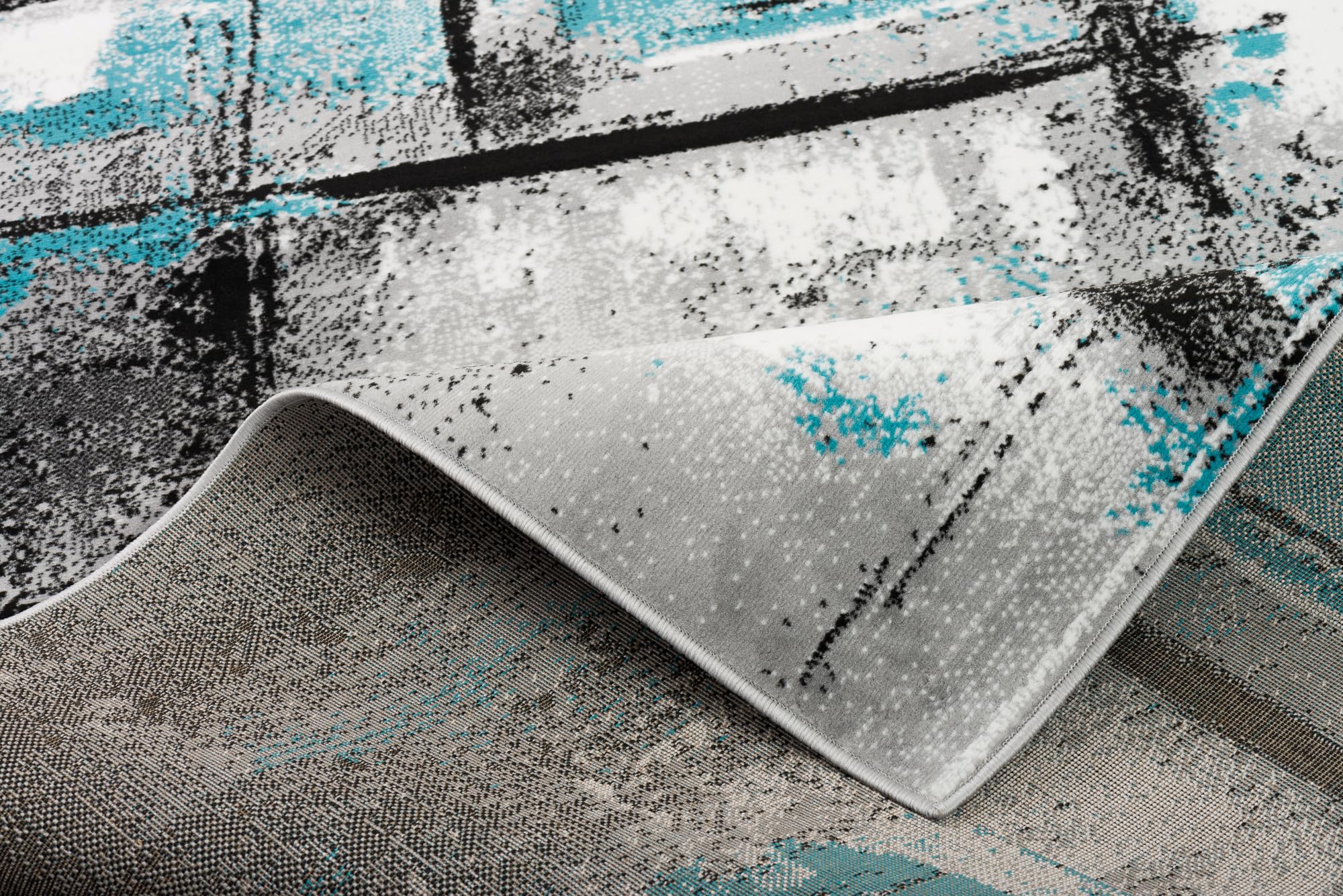 Samba - Tapis de designer - Gris Moderne Turquoise Urbain - 5 tailles