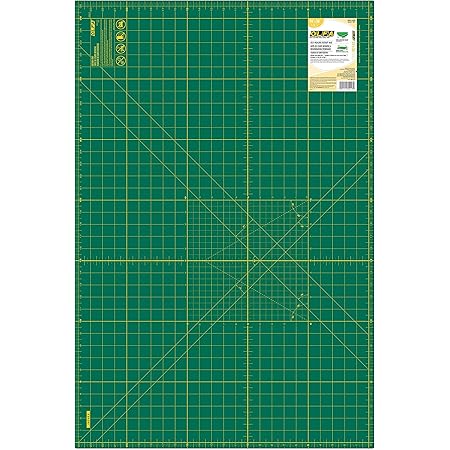 OLFA 24" x 36" Self Healing Rotary Cutting Mat (RM-MG) - Double Sided 24x36 Inch Cutting Mat with Grid for Quilting, Sewing, Fabric, & Crafts, Designed for Use with Rotary Cutters (Green)