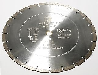 WhirlwindUSA LSS 14 Inch Diamond Saw Blade for Concrete, Marble, Granite, Brick - Dry/Wet Cut, Turbine Segments, 10mm Height