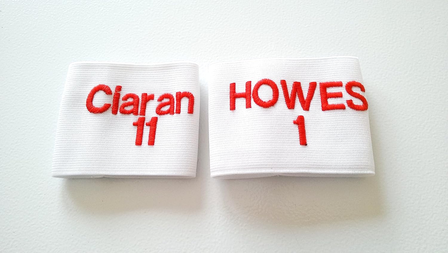 Personalised shin pad holders (white, adults) Sports