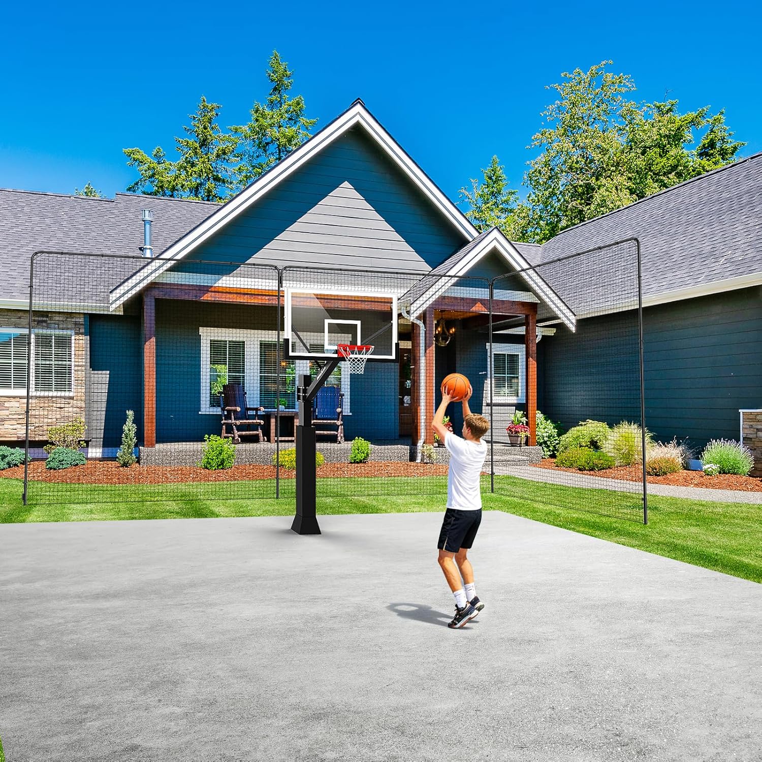 Ball Stop System - Soccer Backstop Net, Heavy Duty, High Impact, Practice Barrier