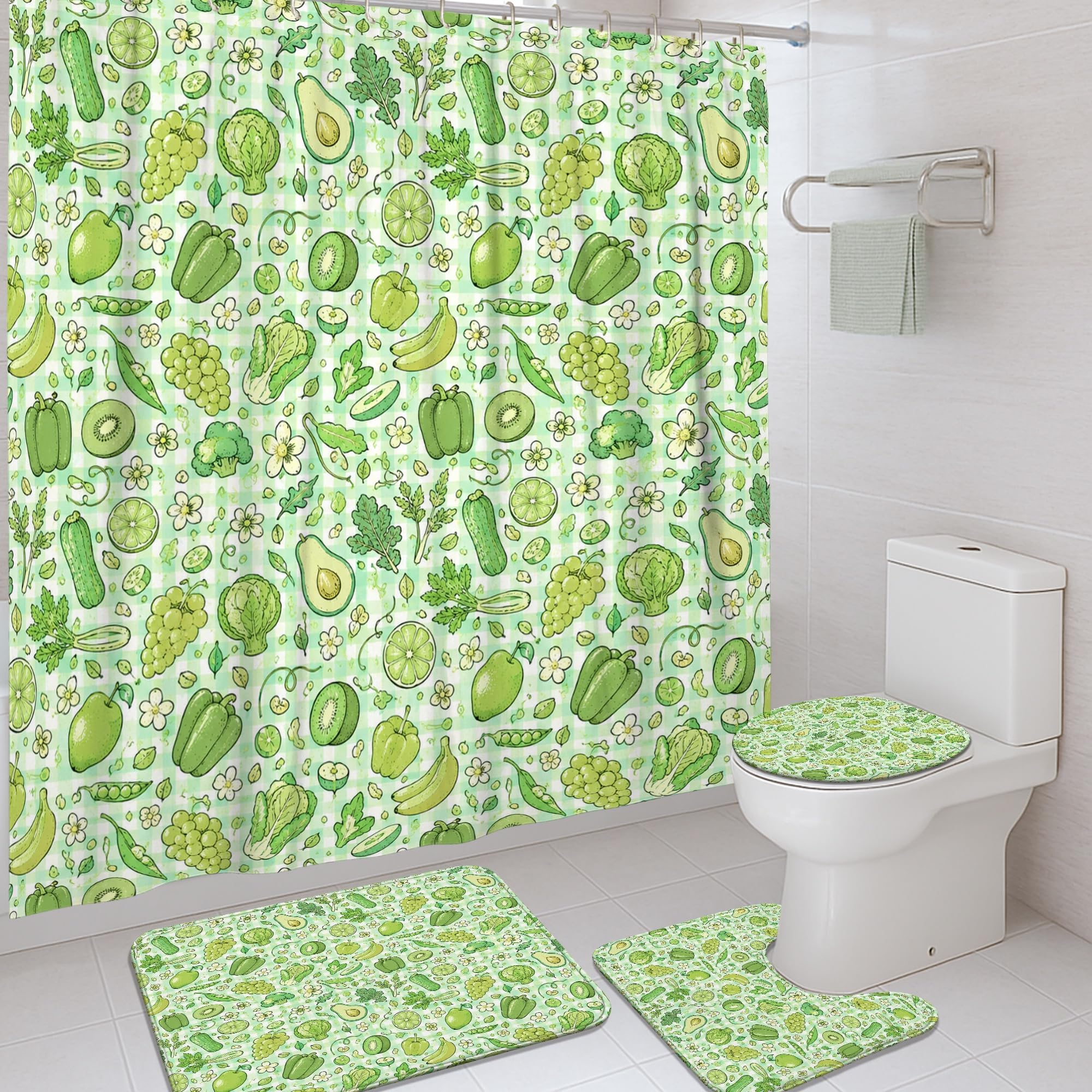 Rideau de douche anti éclaboussures lavable motif avocat frais