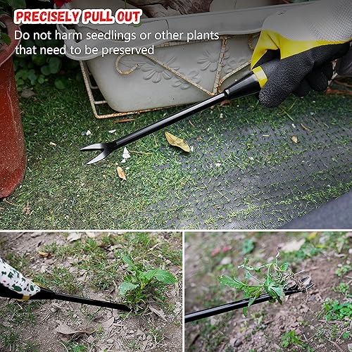 Miniatura 5 de Kemaier Herramienta de extracción de malezas de diente de león de alta resistencia, recogedor de malezas de acero inoxidable y desmalezadora manual