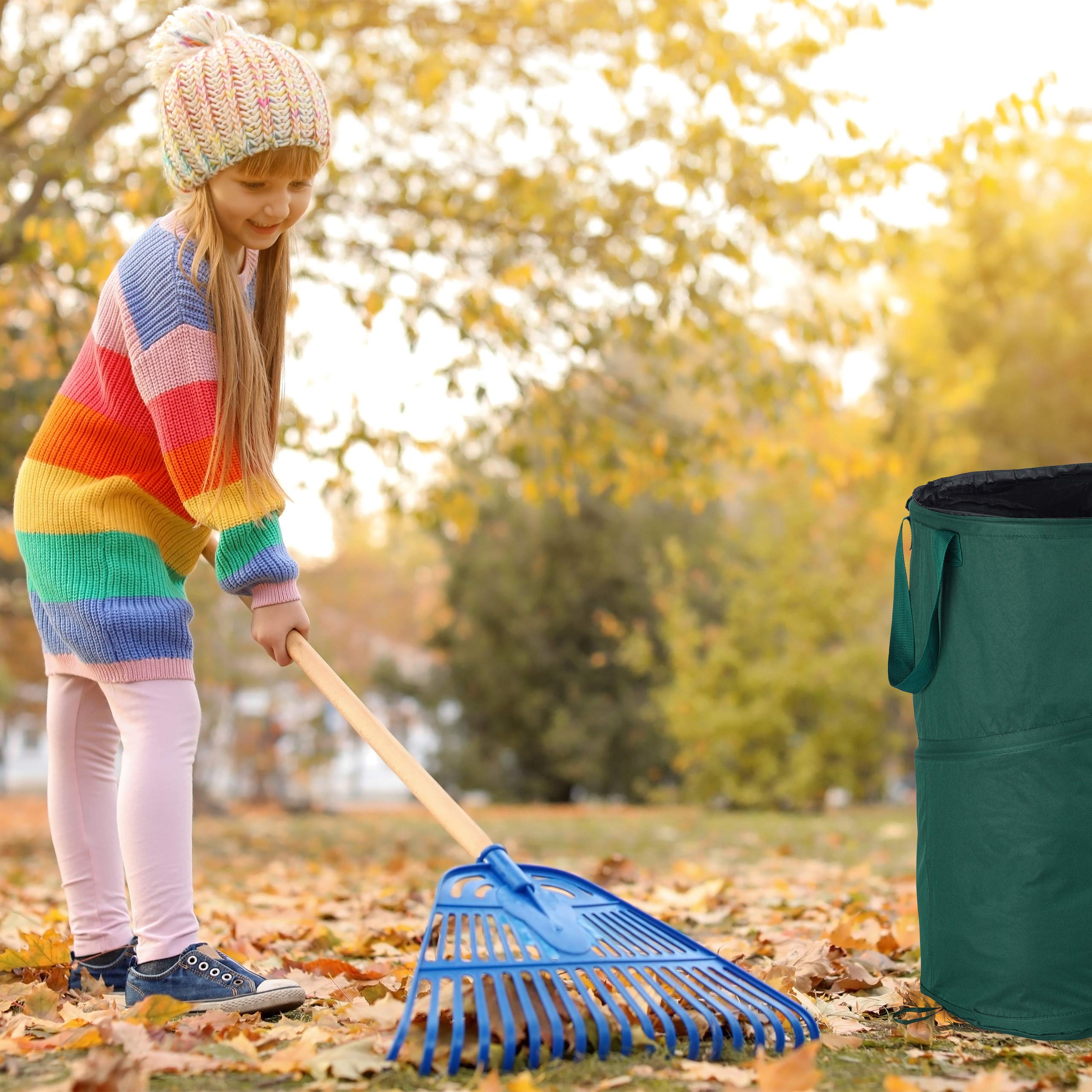 Relaxdays Saco Jardín Plegable de 120 L, Pack de 2 Unidades, Poliéster-Polietileno, Verde, ∅ 44 cm