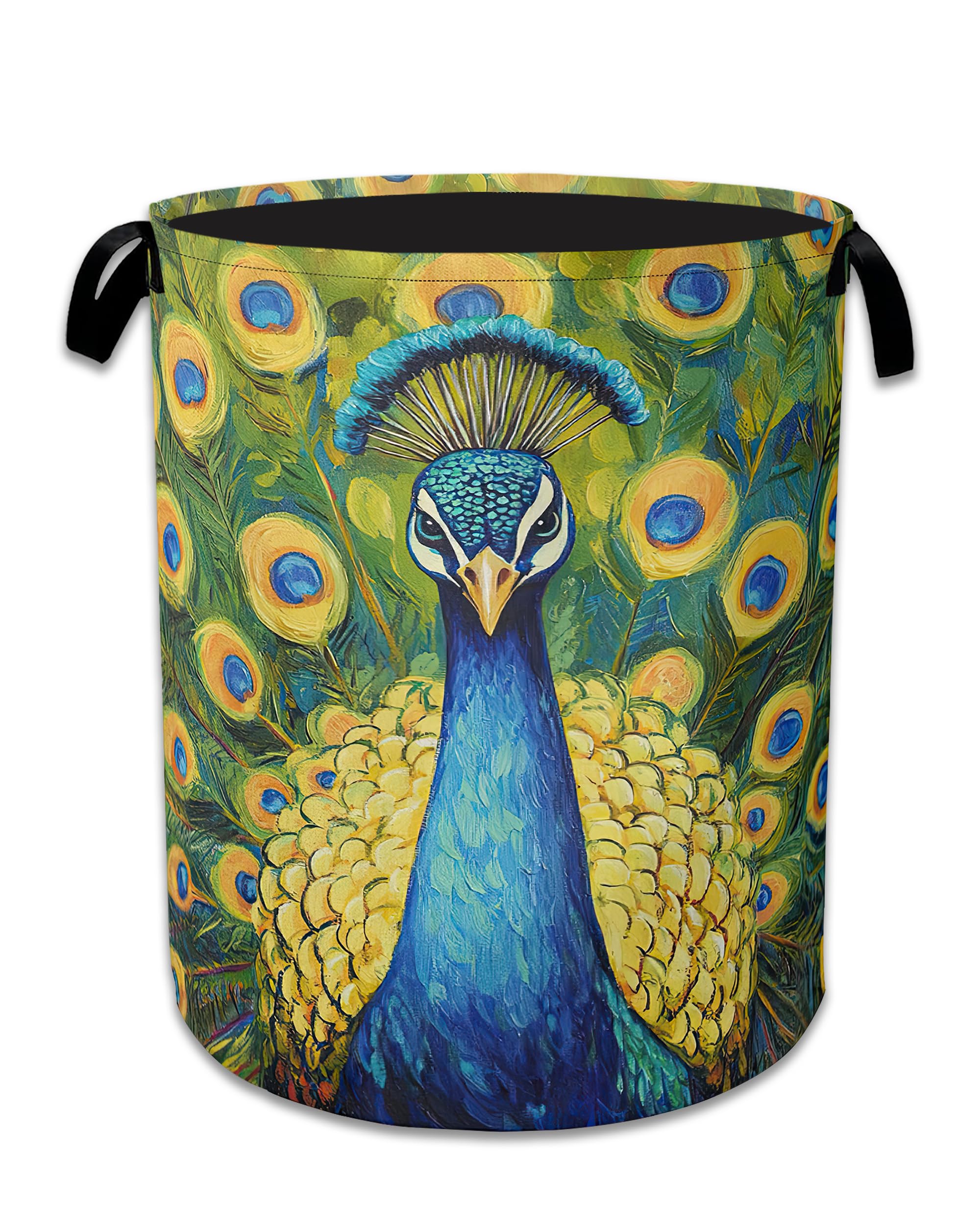 Peacock Laundry Basket Collapsible Laundry Hamper Clothes Storage Bin for Bathroom Bedroom Room Decor 16" X 20.8"