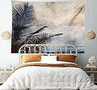 Vista 159 de Ambesonne Tapiz de palmera, impresión de imagen de atardecer tropical, estilo vintage, playa de verano, para colgar en la pared para dormitorio