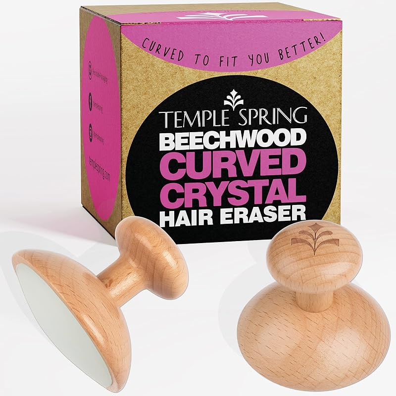 Curved Crystal Hair Remover Stone - Painless Hair Removal for Silky Smooth Legs, Back and Body - Exfoliating Beechwood Stone