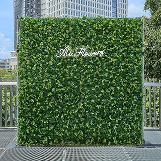 Artificial Flower Wall 8x8ft Green Grass Backdrop for Wedding, Baby Shower, Birthday & Home Decor, Easy & Quick Assembly (Greenery)