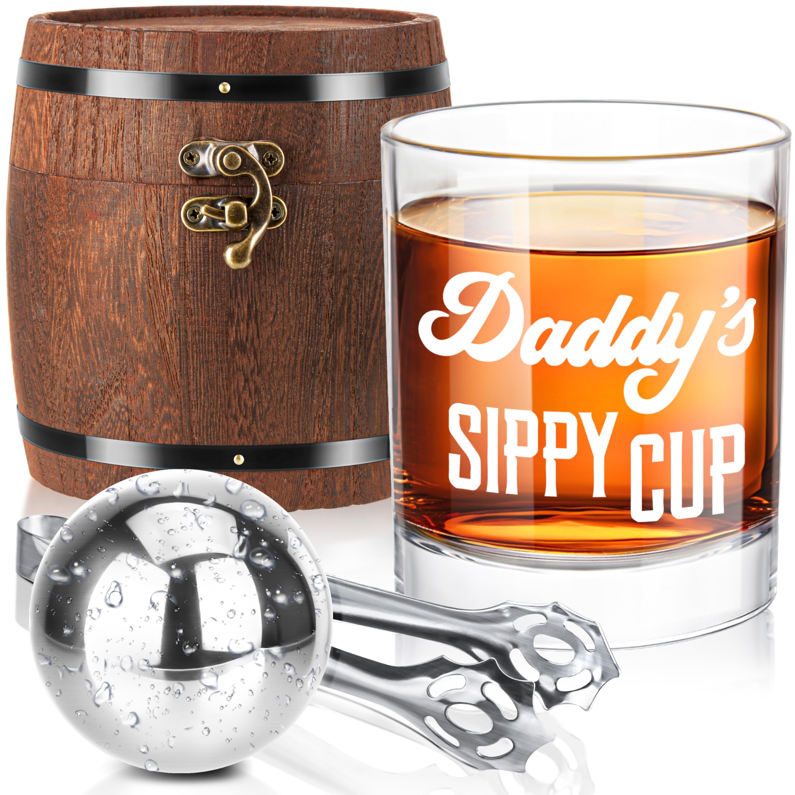 LIGHTEN LIFE Daddy's Sippy Cup Whiskey Glasses Set 12 oz, Rocks Glasses