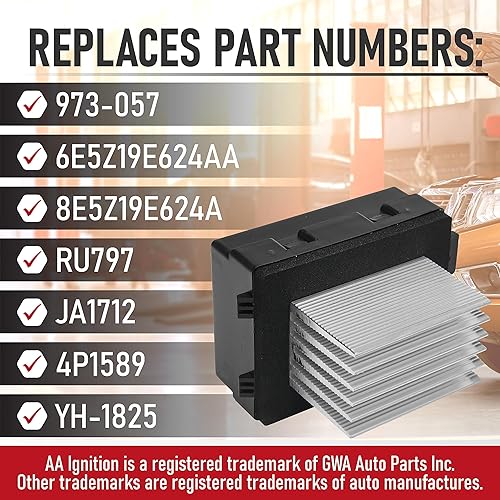 Miniatura 3 de Resistencia de motor de ventilador HVAC compatible con Ford, Lincoln y Mercury - Reemplaza 973-057, 6E5Z19E624AA, 8E5Z19E624A, JA1712, 4P1589 -