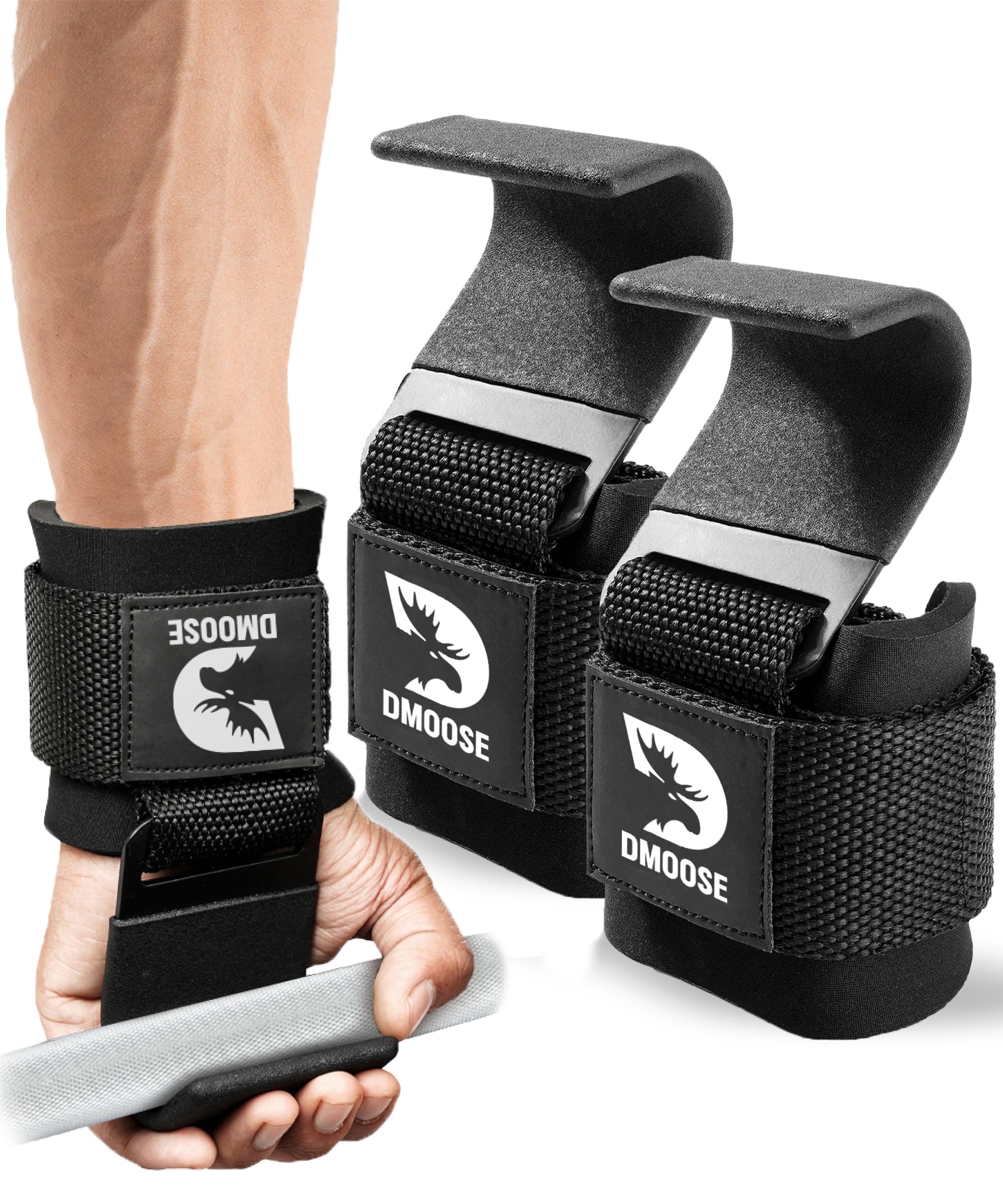 DMoose Fitness Zughilfen Krafttraining für Männer & Frauen (Paar) - Reißfestes Nylon mit 8 mm dicke Handgelenk straps - Zughilfe Gym für Kraftdreikampf & Kreuzheben Stütze - Griffhilfen Kraftsport
