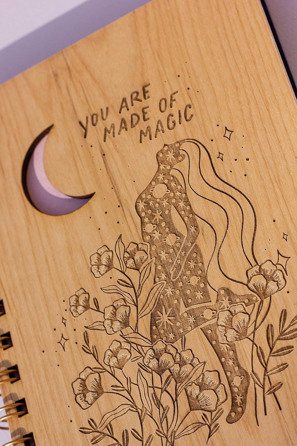 You Are Made Of Magic Wood Journal [Notebook, Sketchbook, Spiral Bound, Blank Pages]