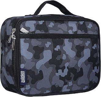 Wildkin Kids Insulated Lunch Box – Durable and Reusable for School & Travel - Black Camo