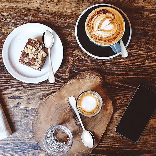 Miniatura 5 de HaWare Demitasse - 12 cucharas de café de acero inoxidable de 5.3 pulgadas, juego de 12 cucharaditas, mini cucharas agitadoras para postre, azúcar,