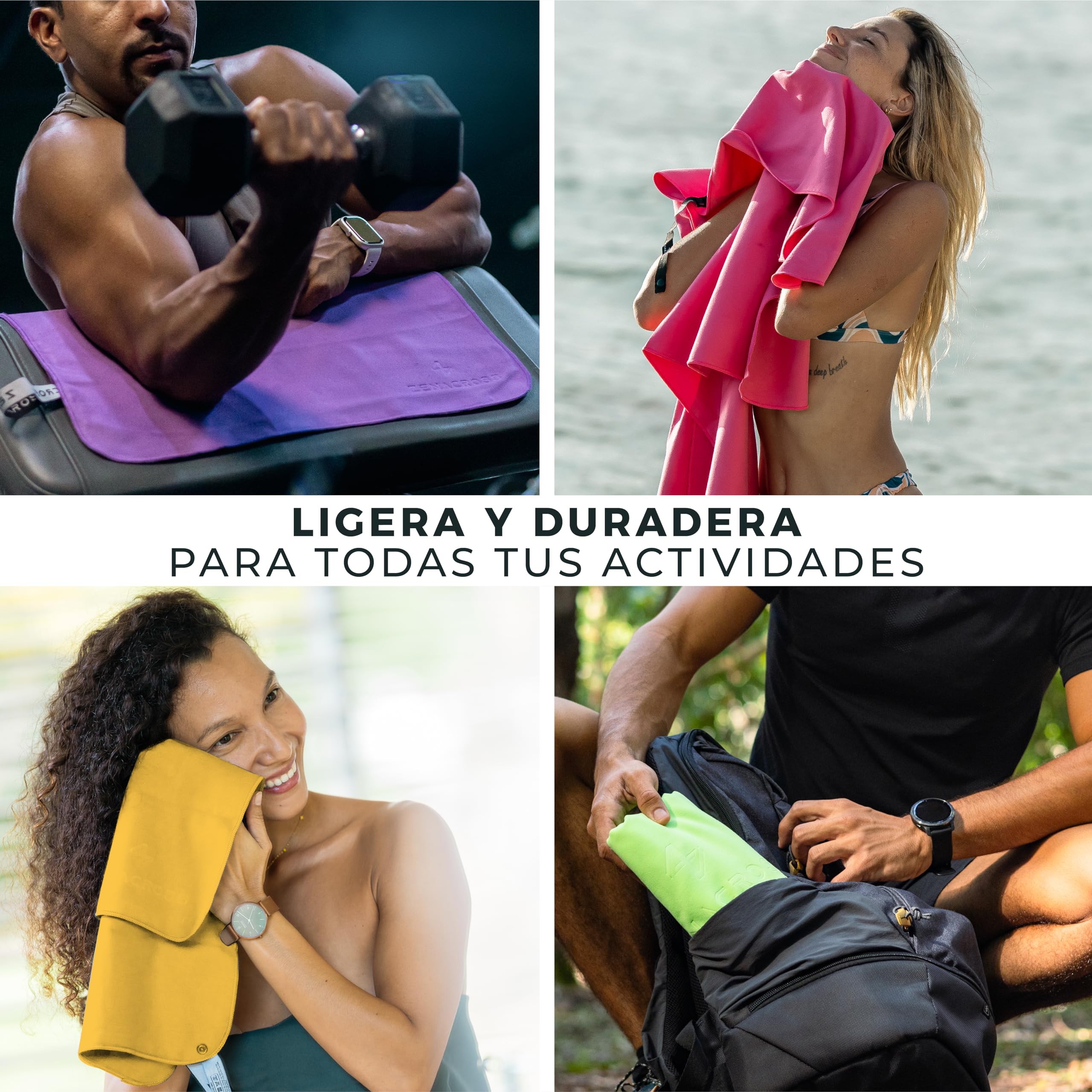 ZENACROSS Toalla Gimnasio 50x100cm con Bolsa de Transporte - Toalla Microfibra de Secado Rápido y Versátil - Toallas Gimnasio Talla M - Azul Oscuro — view 6