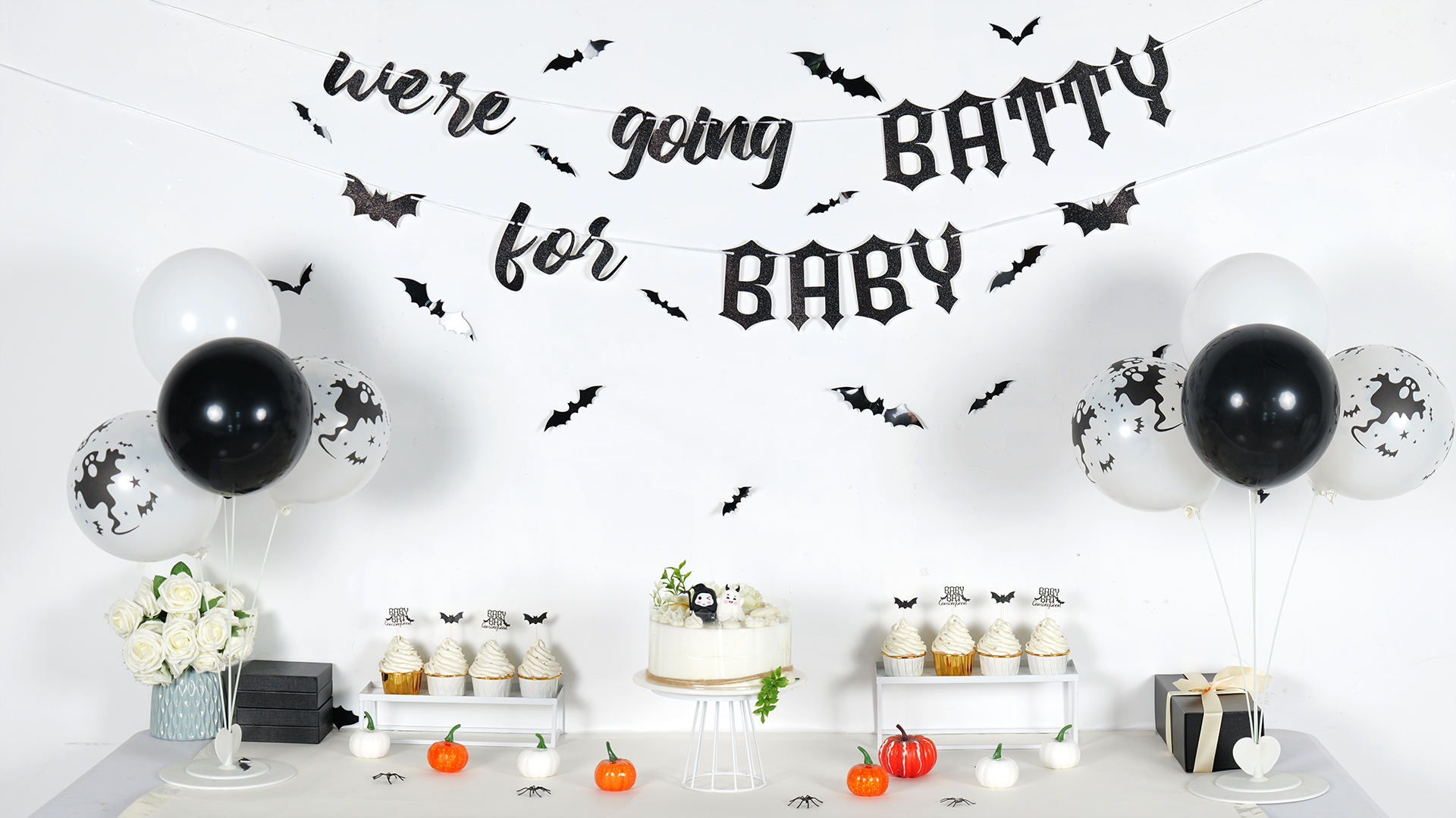 Spooky Baby Shower 104pc Blue Chrome, Baby Blue, Silver Confetti \u0026 White  Balloon Garland Kit-baby Boy, Baby Shower, Christening, Boy Birthday Bat  Backdrop, image size:1920x1080