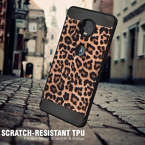 Miniatura 2 de Funda ajustada compatible con Motorola Moto E5 PlusMoto E5 Supra, fibra de carbono, protección contra golpes y caídas, TPU flexible (leopardo)