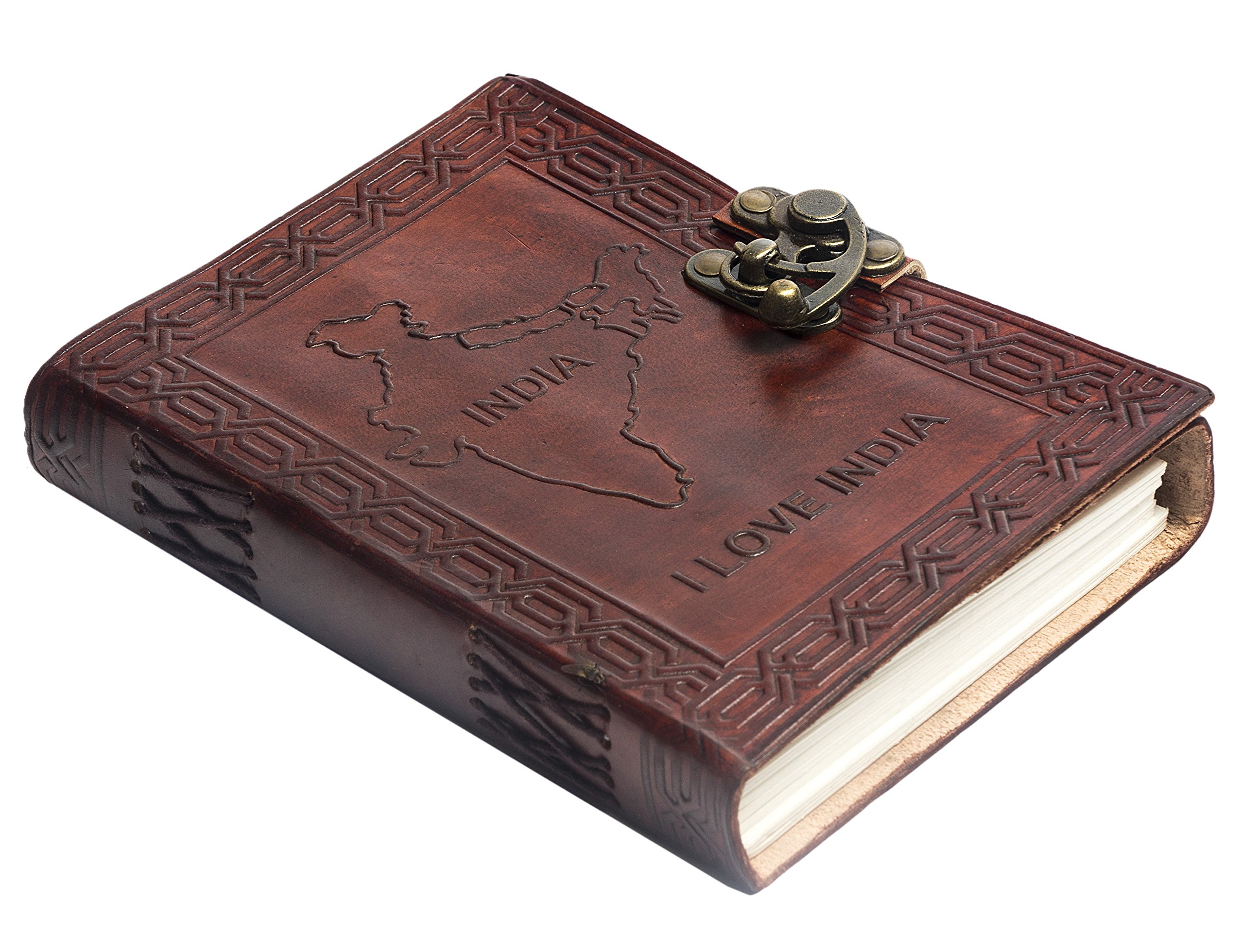 pranjals house Hunter Leather Indian map Embossed Brown Handcrafted Diary