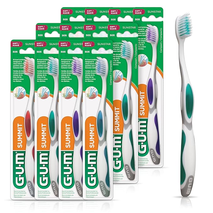 GUM Summit+ Soft Toothbrush, Ultra Fine Tapered Bristles
