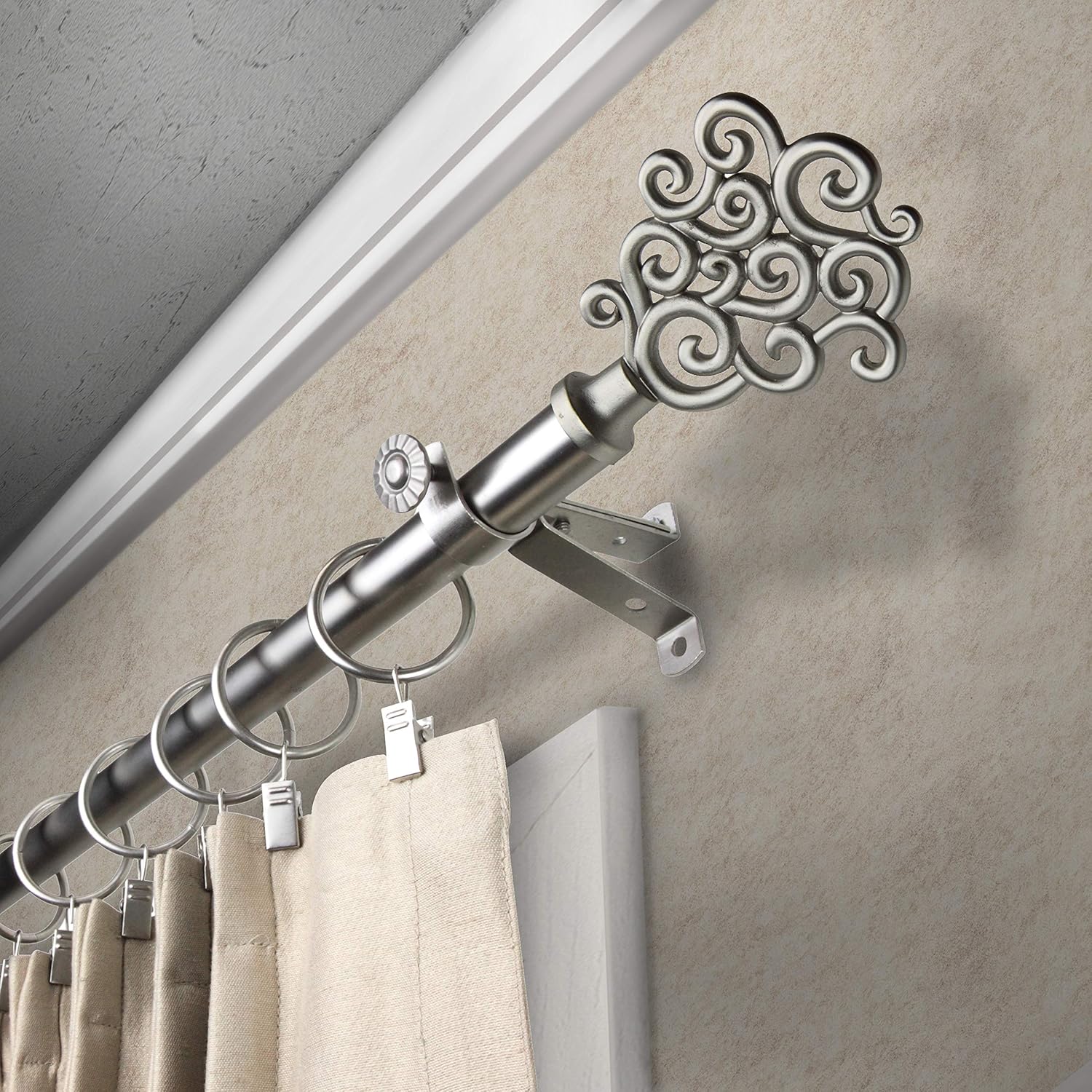 Rod Desyne Tidal Curtain Rod, 120 to 170-Inch, Satin Nickel